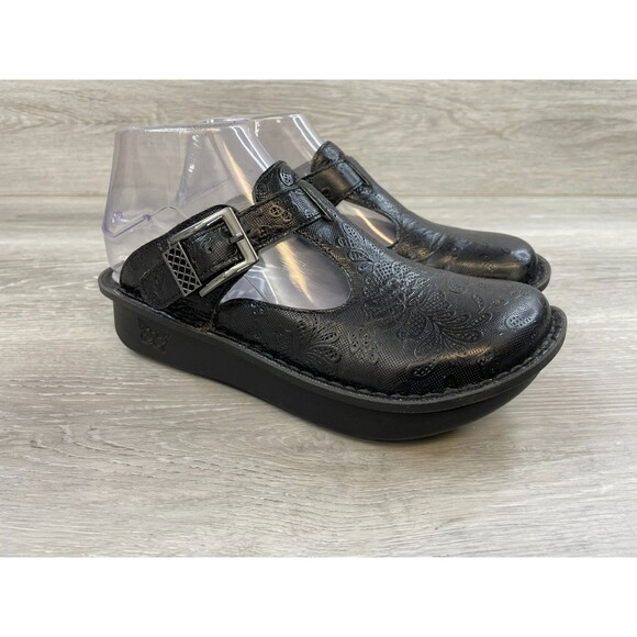 Alegria Shoes - Alegria Classic Hello Doily ALG-163 Women's US 6.5 Black Leather Mule Clog Shoes